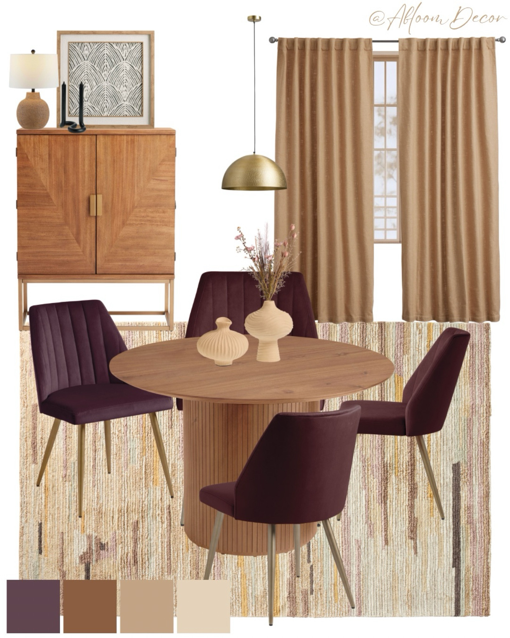 Such a beautiful mid-century modern dining room design with warm dining room furniture and decor.

#LTKHome