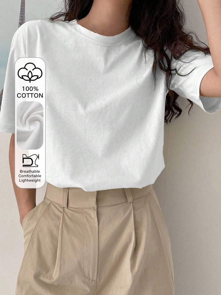 DAZY Camiseta De Hombro Caído De Verano Sólida | SHEIN