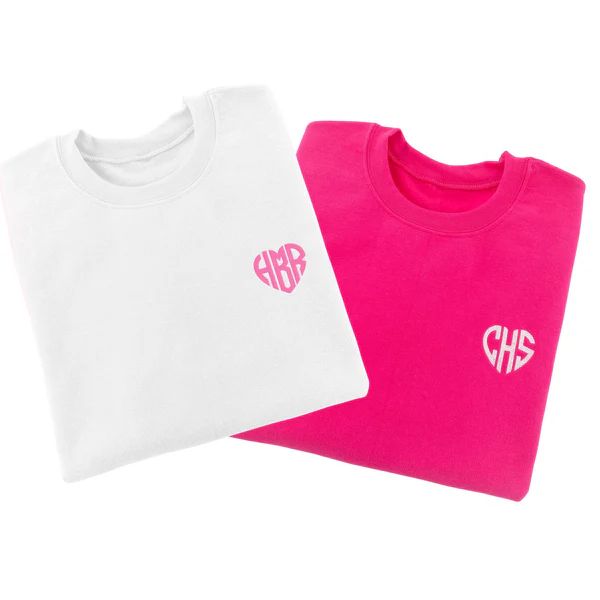 Embroidered Heart Monogram Sweatshirt | Sprinkled With Pink