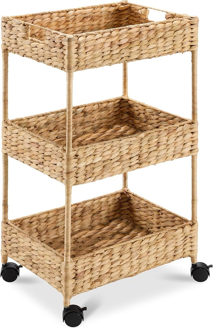 Best Choice Products 3-Tier Water Hyacinth Rolling Nursery Caddy w/Wheels, Utility Cart, Storage ... | Amazon (US)
