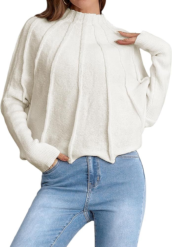 Verdusa Women's Dolman Long Sleeve Mock Neck Sweater Pullover Top | Amazon (US)