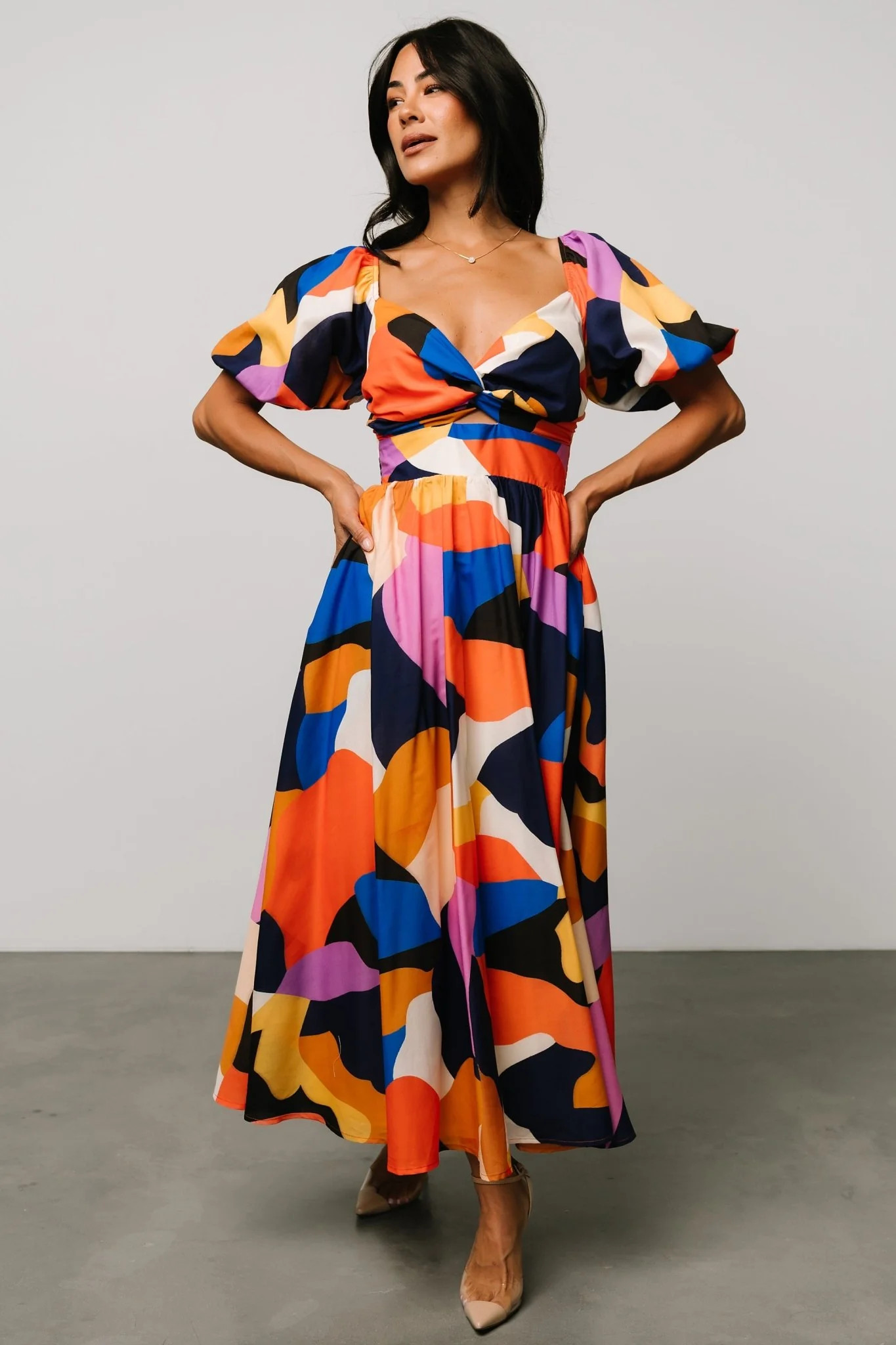 Lola Midi Dress | Rust + Navy Multi | Baltic Born