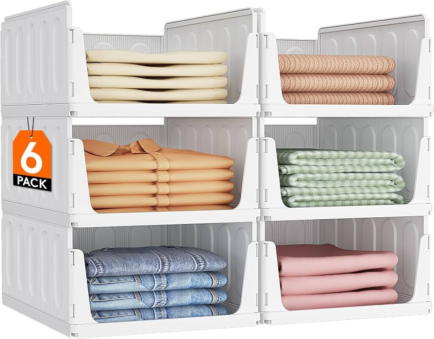 Lifewit Stacking Closet Organizers Shelf for Clothes 6 Pack 16.1" Depth | Amazon (US)