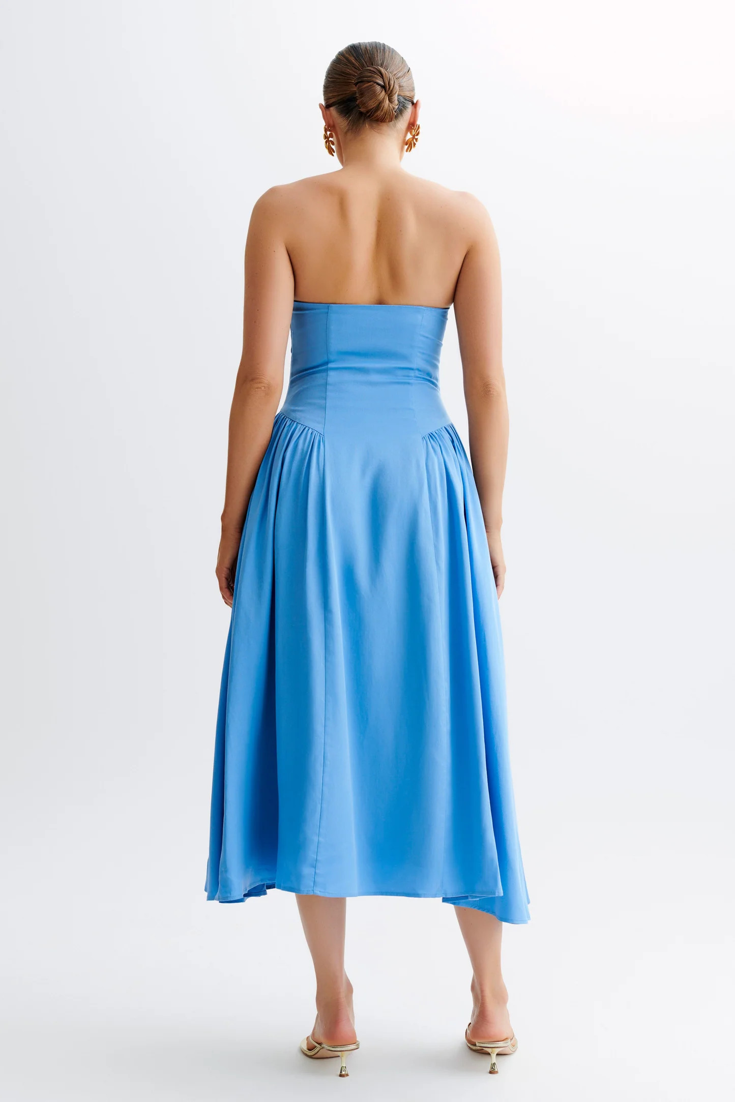 Carmele Cotton Gathered Midi Dress - Iris Blue | Meshki (APAC)