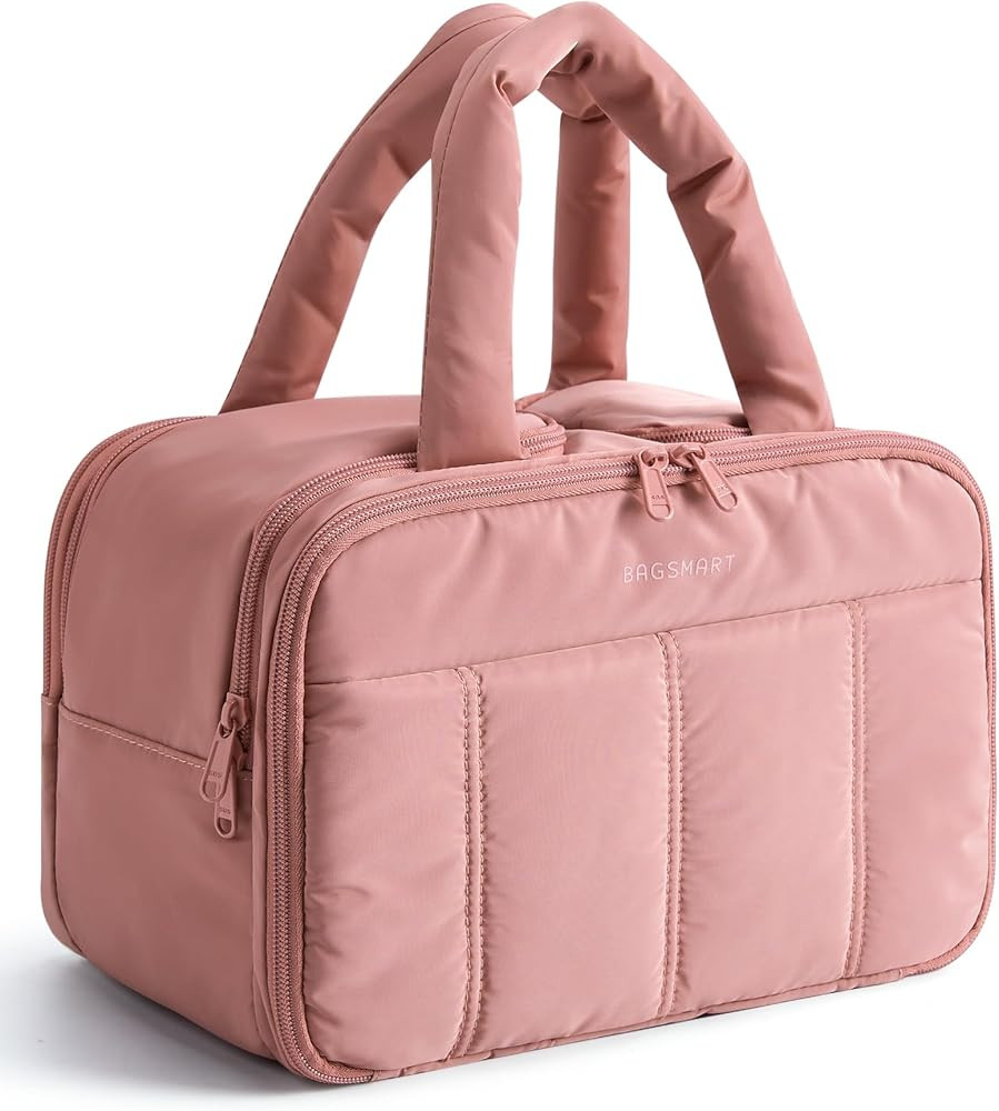 BAGSMART Travel Toiletry Bag, Puffy Large Toiletry Bag for Women, Lightweight Cosmetic Makeup Bag... | Amazon (US)