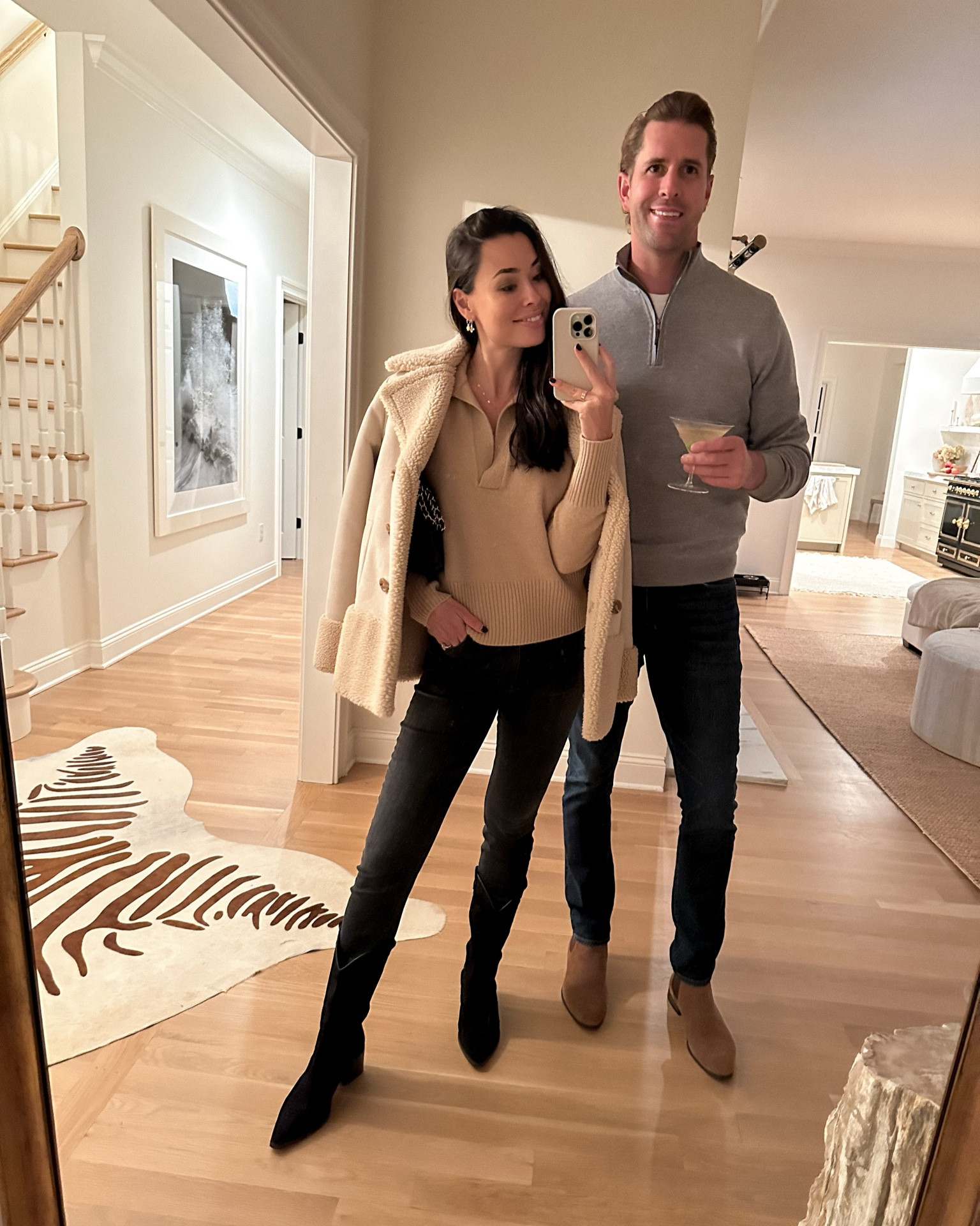 Kat Jamieson wears a cozy outfit for date night. Sweater, Sherpa jacket, boots, menswear, men’s style, men’s fashion. 

#LTKmens #LTKshoecrush #LTKSeasonal