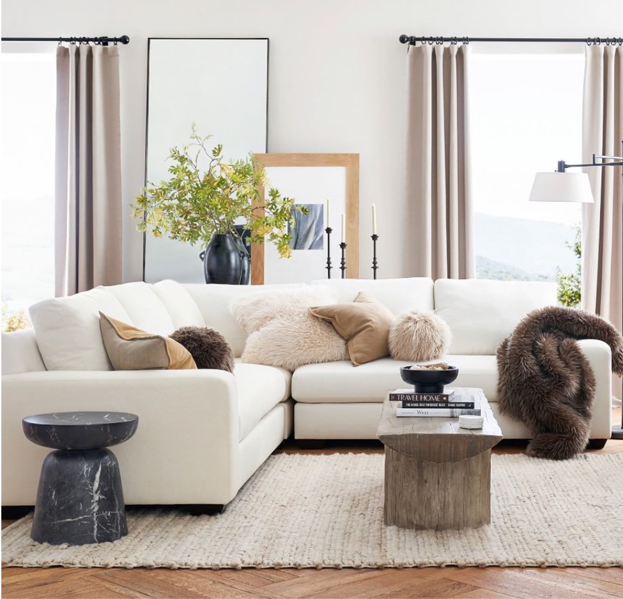 Cozy Living Room Vibes from Pottery Barn - one of my favorite sectionals!  Cozy throw pillows, Coffee Table on sale, decor items on sale, coastal, cozy home #livingroom #sofa #cozy #fallhome

#LTKSeasonal #LTKhome #LTKsalealert