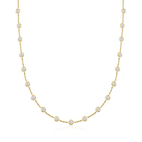 Ross-Simons 10.00 ct. t.w. Bezel-Set CZ Station Necklace in 18kt Gold Over Sterling. 16 inches | Amazon (US)