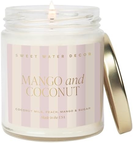 Sweet Water Decor Mango and Coconut Patterned Candle – Soy Candles with Pineapple, Mango, Orang... | Amazon (US)