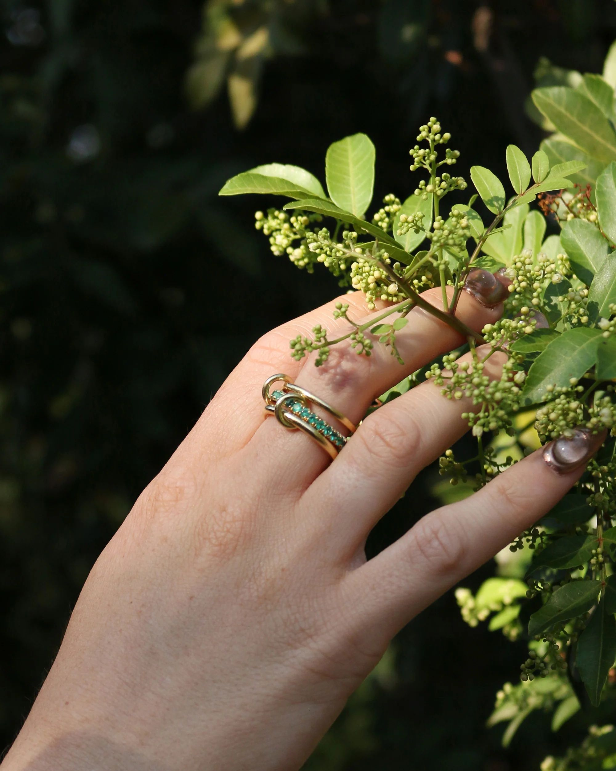Petunia Emerald Linked Ring | Olivela