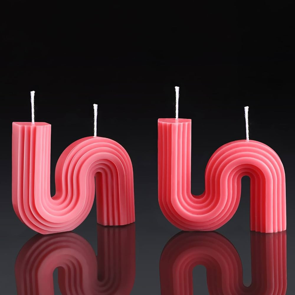 2 Pcs Valentine's Candles Twist Candle Aesthetic Candles S Shape Candle Minimalist Geometric Shap... | Amazon (US)