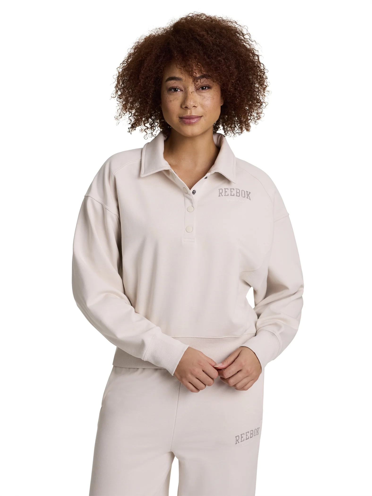 Reebok Women's All Seasons Oversize Polo Sweatshirt, Sizes XS–4X | Walmart (US)