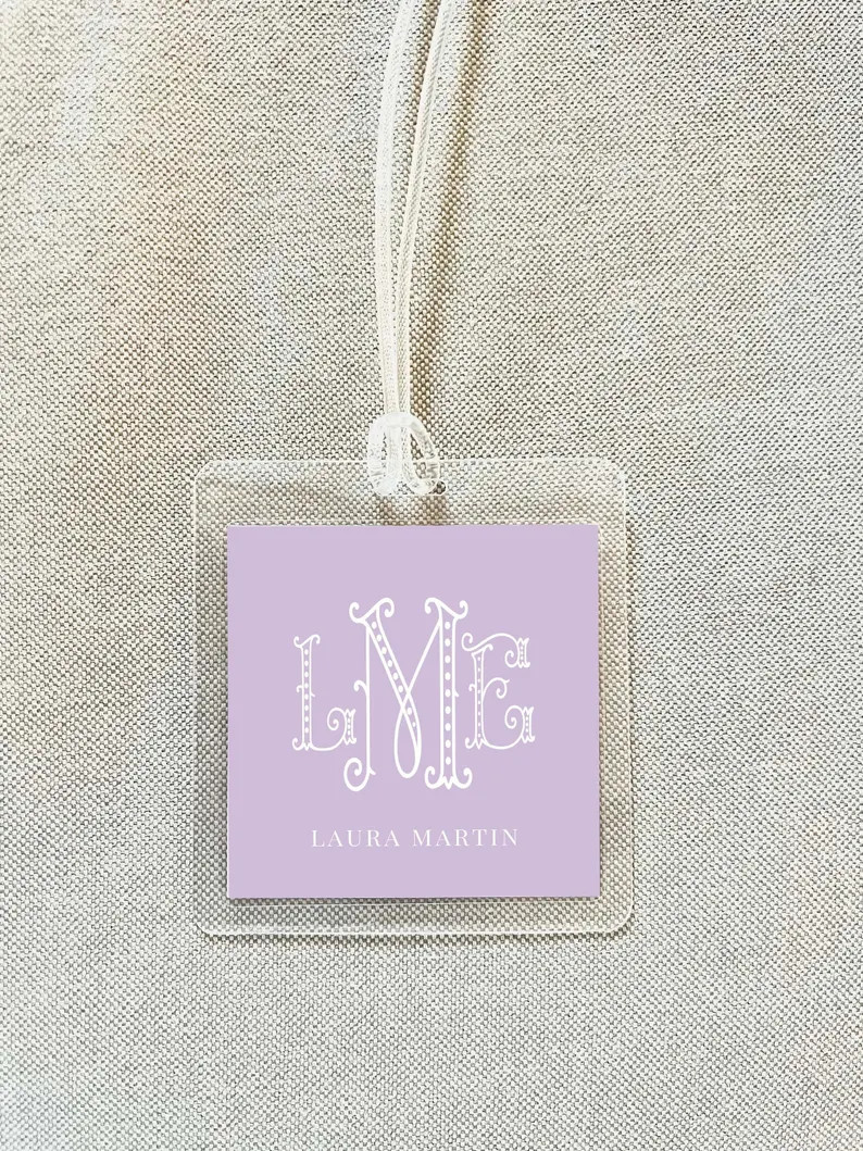 Personalized Monogram Bag Tag, Family Square Luggage Tag - Etsy | Etsy (US)