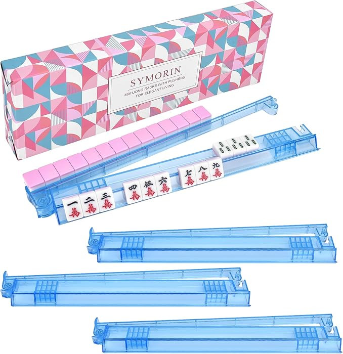 Non-Slip Mahjong Racks with Pushers, 4-Pack Clear Acrylic Racks, American Mahjong Accessories, Gi... | Amazon (US)