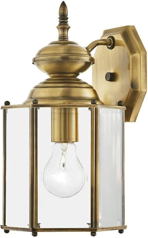 Livex Lighting 2007-01 Outdoor Wall Lantern with Clear Beveled Glass Shades, Antique Brass | Amazon (US)