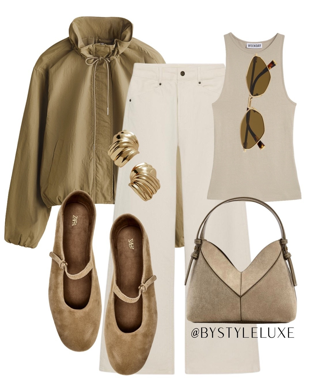 H&M JACKET - Love this khaki windbreaker, perfect with @Zara white jeans and beige suede accessories 

#jacket #jeans #springoutfit

#LTKshoes #LTKspring #LTKjeans