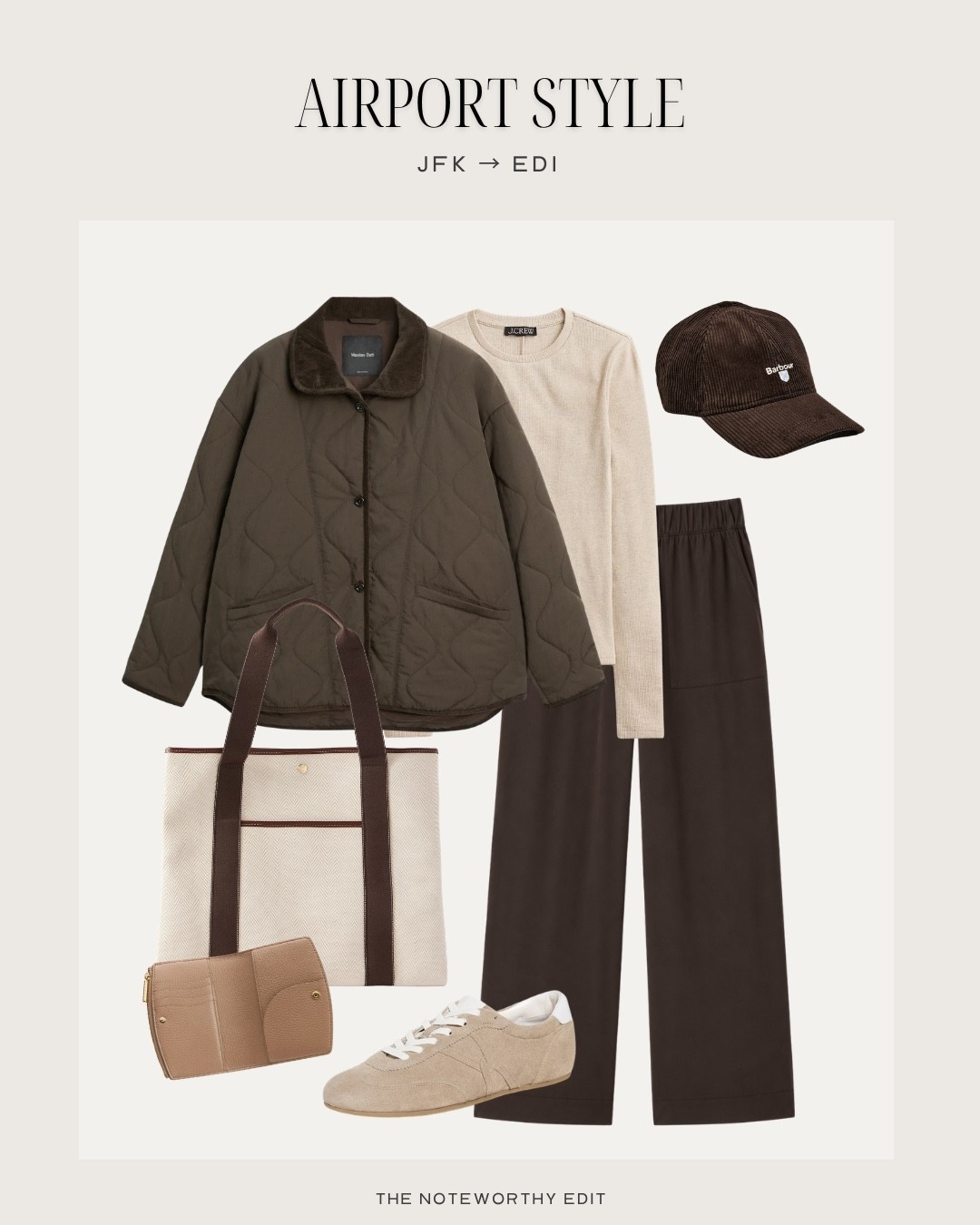 Airport style

Fall packing 
Tote
Quilted jacket 
Chocolate brown pants

#LTKSeasonal #LTKTravel