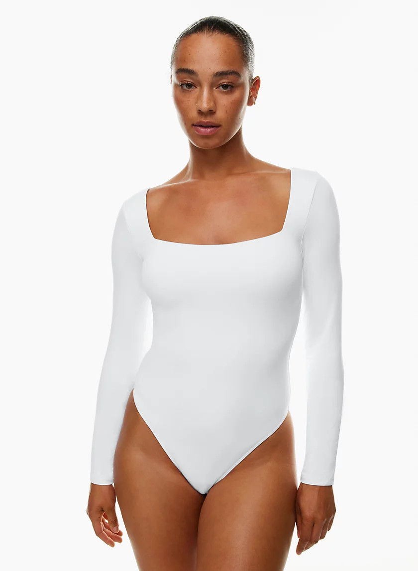 Squareneck longsleeve bodysuit with thong-cut bottom | Aritzia