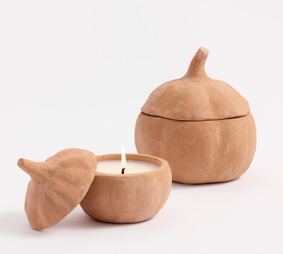 Artisan Terracotta Pumpkin Candle - Pumpkin & Amber | Pottery Barn (US)