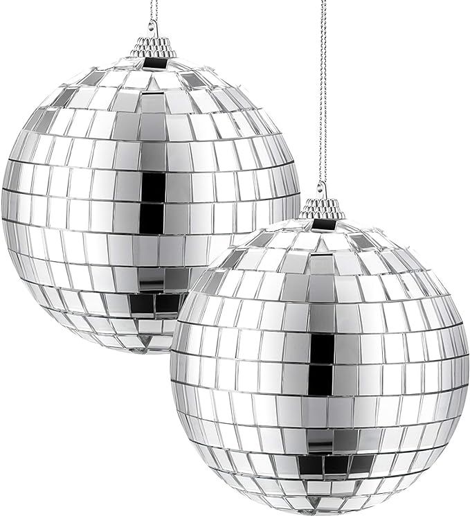 2 Pieces Mirror Disco Ball, 70's Disco Party Decoration, Hanging Ball for Party or DJ Light Effec... | Amazon (US)