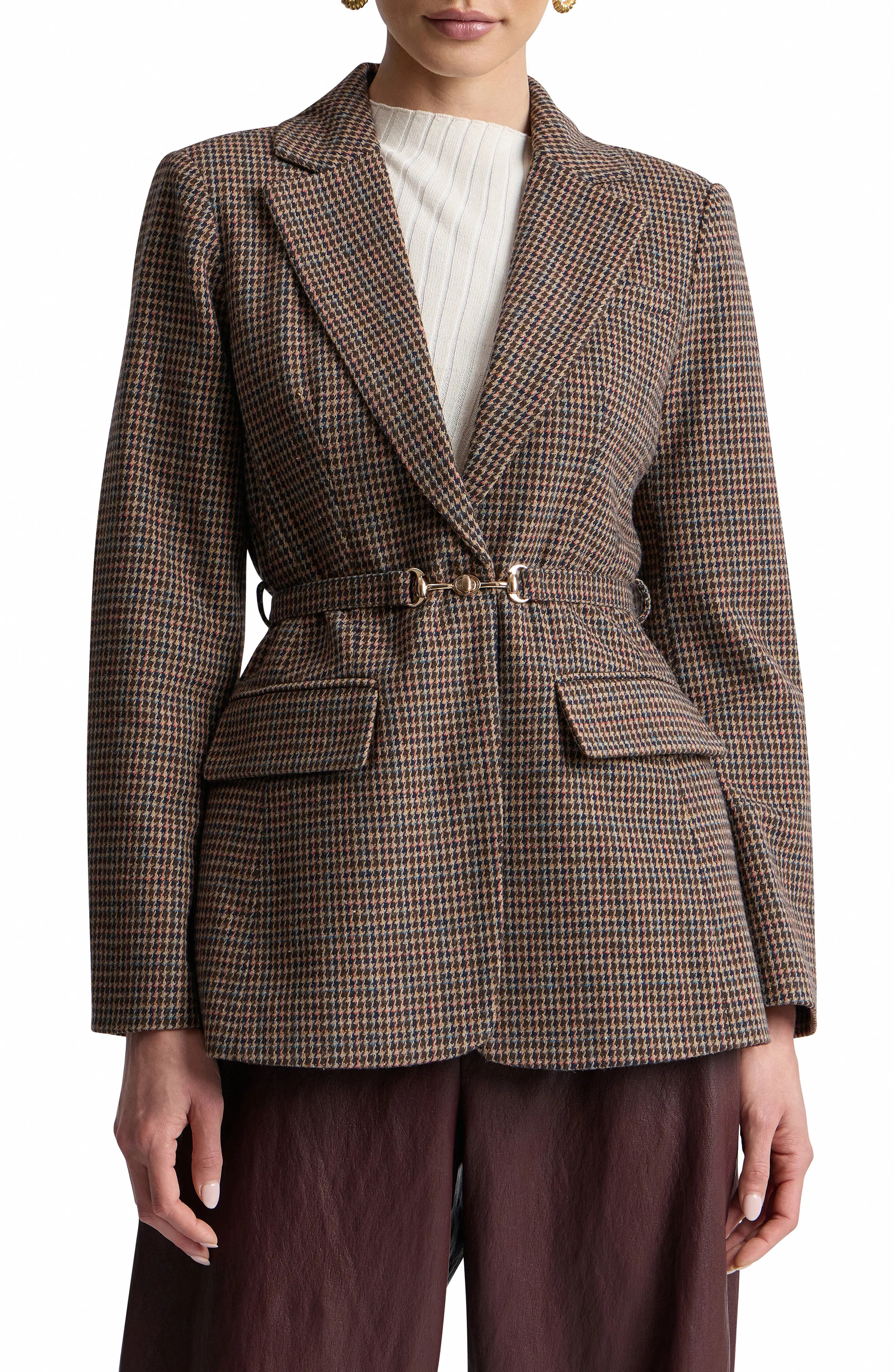 Avec Les Filles Belted Houndstooth Blazer (Women) | Nordstrom | Nordstrom