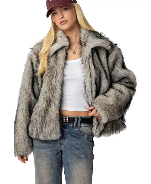 Womens Mob Wife Faux Fur Jacket | Macy's