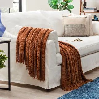 Chanasya Textured Knit Acrylic Throw Blanket With Tassels | Bed Bath & Beyond