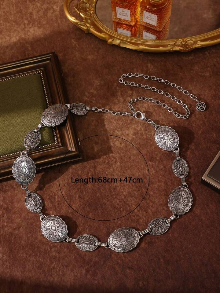 1pc Women's Metal Carved Flower Bohemian Western Style Vintage Waist Chain, Casual & Fashionable Boho Halloween | SHEIN