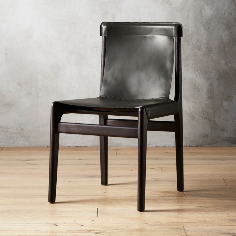 Burano Charcoal Grey Leather Sling Chair + Reviews | CB2 | CB2