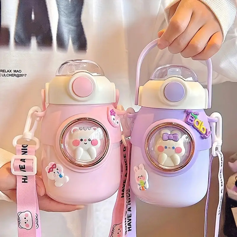1pc 700ml Cute Cartoon Insulated Water Bottle  Bouncing Lid  Shoulder Strap 316 Stainless Steel L... | Temu Affiliate Program