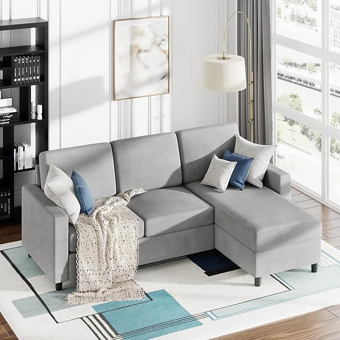 Walsunny Convertible Sectional Sofa Couch with Reversible Chaise, L-Shaped Couch with Modern Line... | Amazon (US)