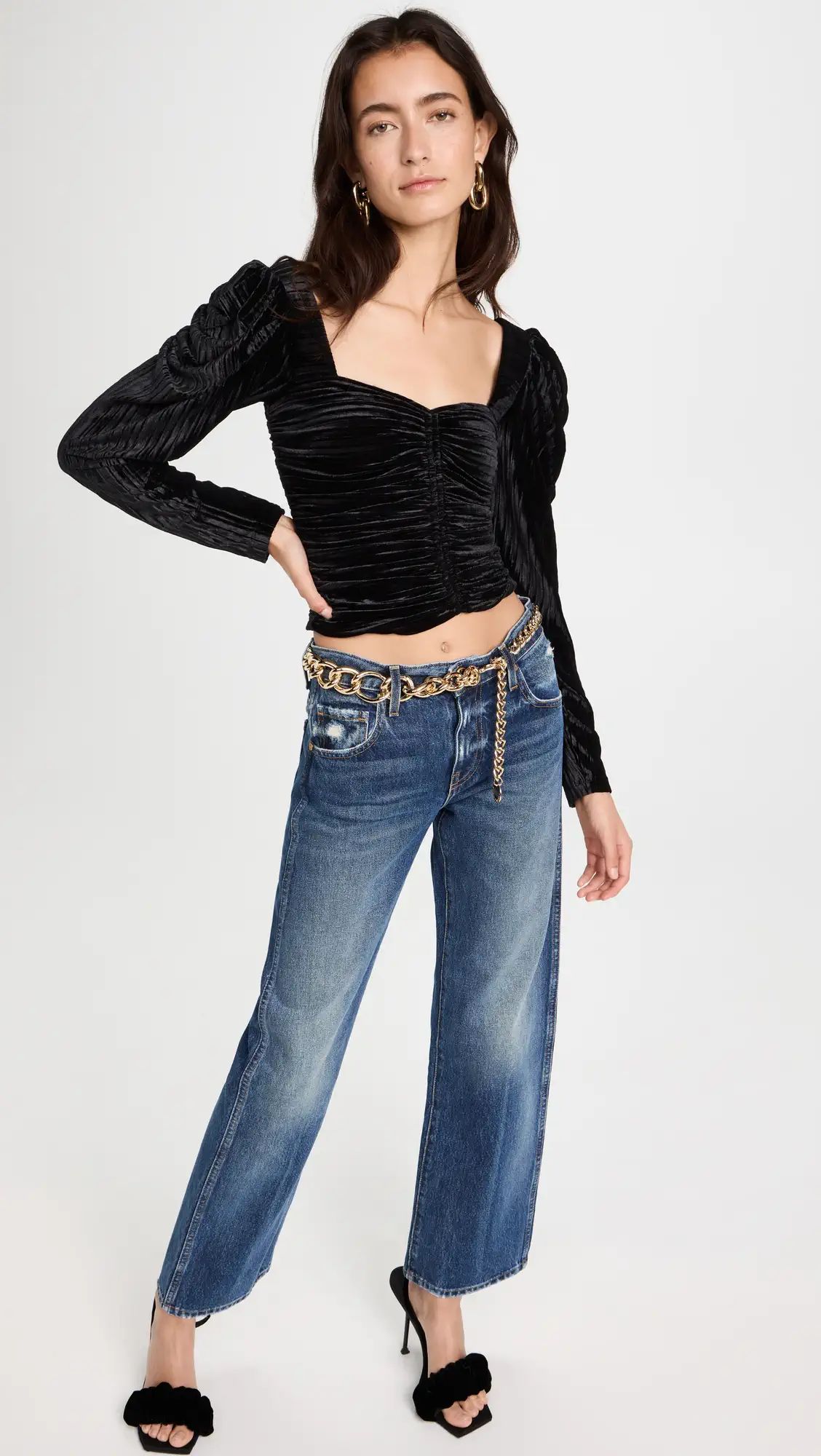 Jonathan Simkhai STANDARD Valerie Velvet Jersey Ruched Top | Shopbop | Shopbop