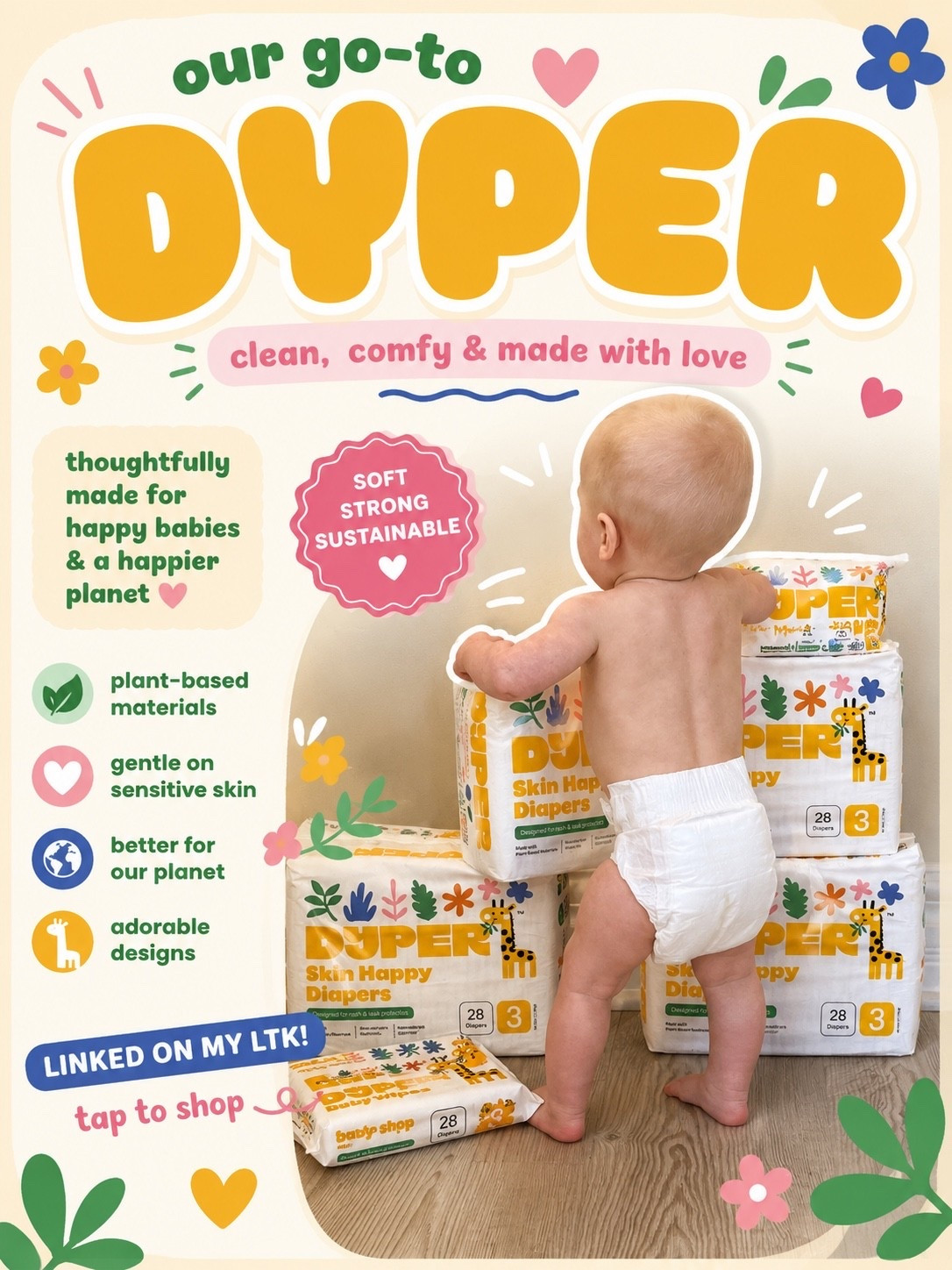 You HAVE to check out these DYPER diapers!! 🤍🌿Not only are they beyond adorable, but they’re soft, clean, and made with plant-based materials that are gentle on sensitive skin. I love that they’re better for baby AND better for the planet 🌎✨

Definitely one of our new must-haves over here! Linked on my LTK for you to shop 🫶

#DYPER #LTKbaby #MomFavorites #BabyMustHaves #GentleForBaby #PlantBased #MomLife #BabyEssentials #LTKFinds #SimplySchade #DiaperMustHave #BabyProducts #LTKFamily #CleanBabyProducts

#LTKKids #LTKBaby #LTKBump