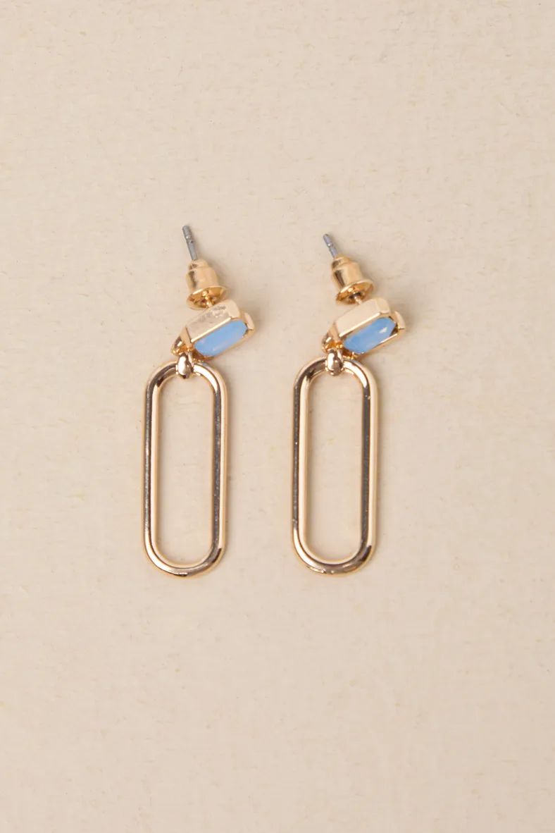 Attractive Glow Gold Rhinestone Geometric Pendant Earrings | Lulus