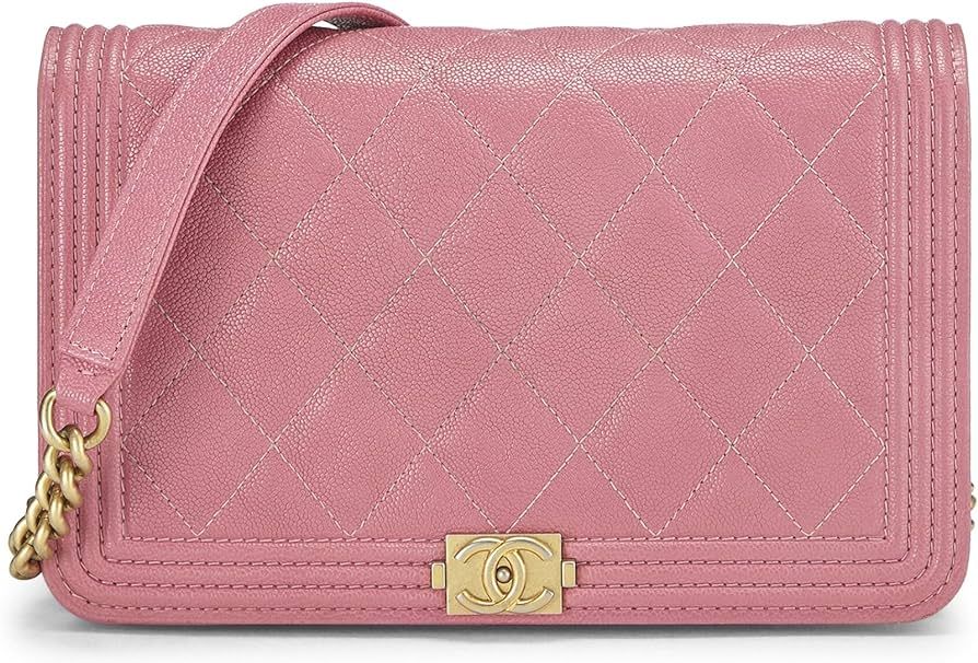 Amazon.com: Chanel, Pre-Loved Pink Quilted Caviar Boy Wallet on Chain (WOC), Pink : Luxury Stores | Amazon (US)