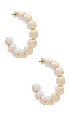 Pearl Inlay Gold Hoop Earrings
                    
                    Ettika | Revolve Clothing (Global)