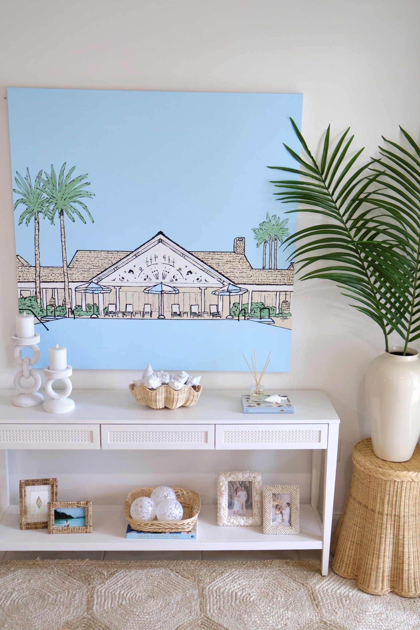 One of the most special parts of our home is this custom sketch art painting of our wedding venue by the amazing Kirsten Sadler 🩵🐚 & the greatest wedding gift from my parents! 

#LTKHome #LTKStyleTip