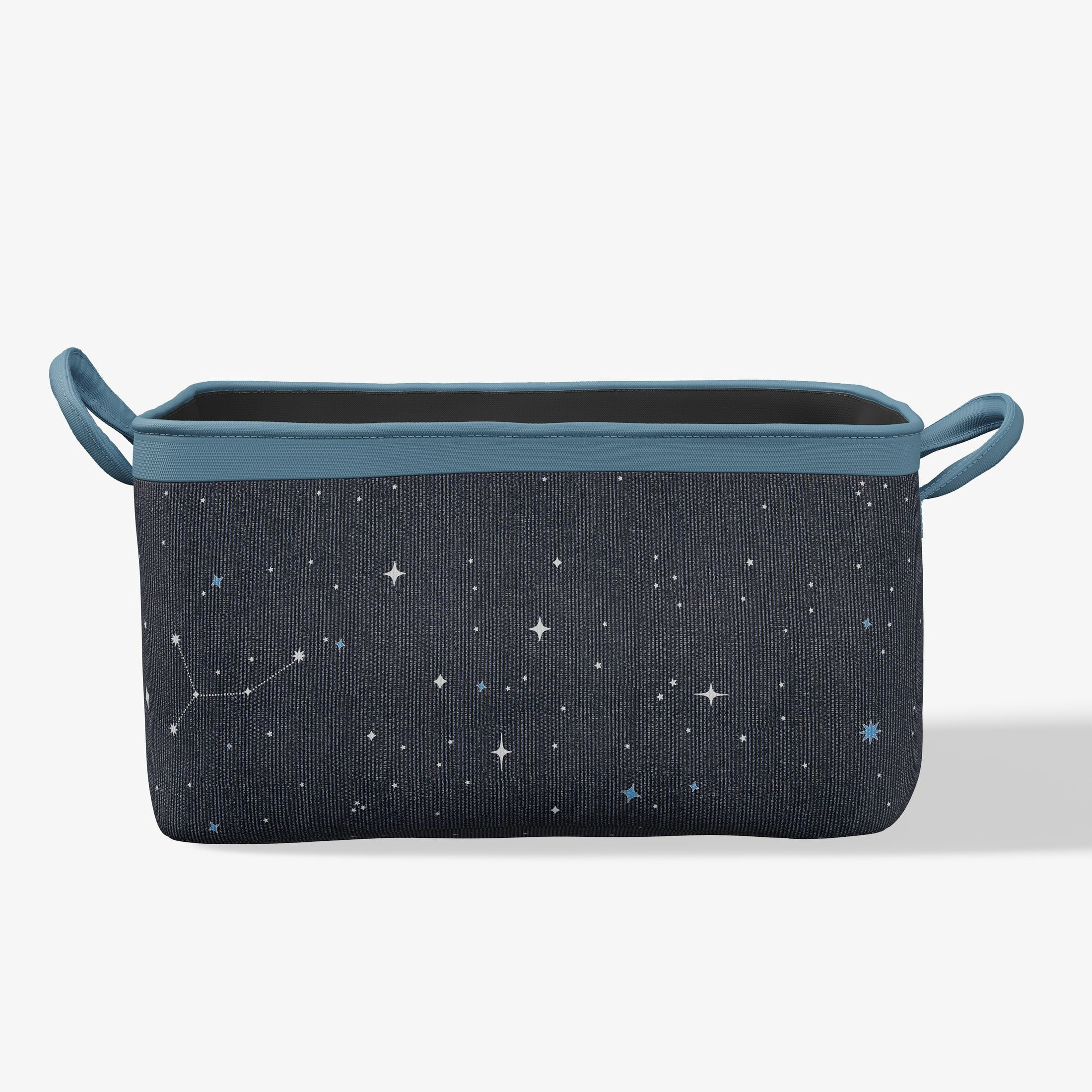 Mainstays Kids Medium Blue Space Canvas Printed Storage Basket with Handles - Walmart.com | Walmart (US)