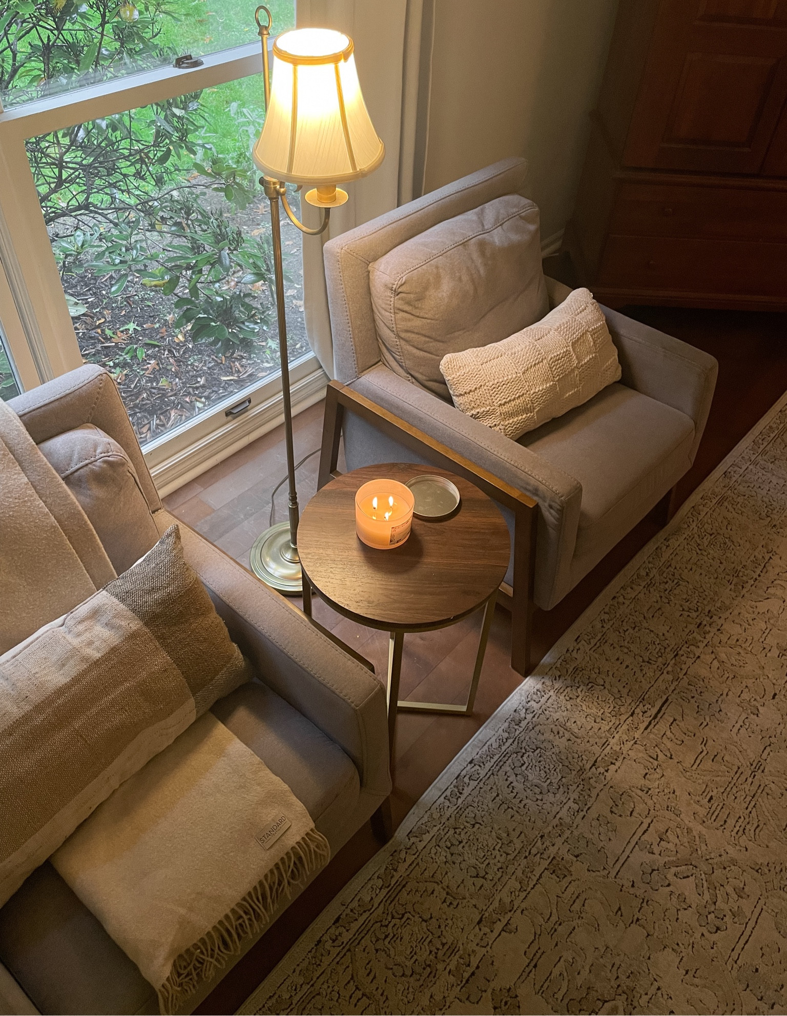 Cozy is the theme for cooler months and I love this corner of our family room.  Add in different textures to create warmth in your living space.  

Accent chairs.  Lumbar pillows.  Loloi rug.  

#LTKhome #LTKSeasonal