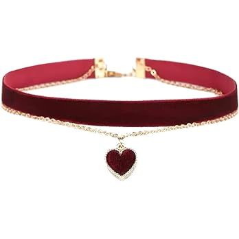 MOMOCAT Heart Necklace Adjustable Red Choker Classic Collar Necklaces for Women and Girls Velvet ... | Amazon (US)