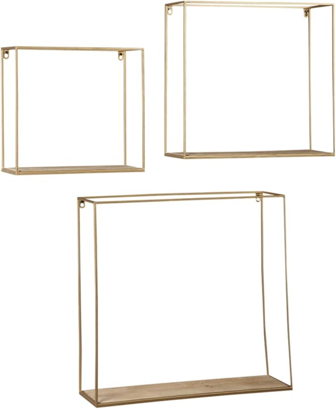 Signature Design by Ashley Efharis Set of 3 Wall Shelf, Natural/Gold Finish, 3 Count | Amazon (US)