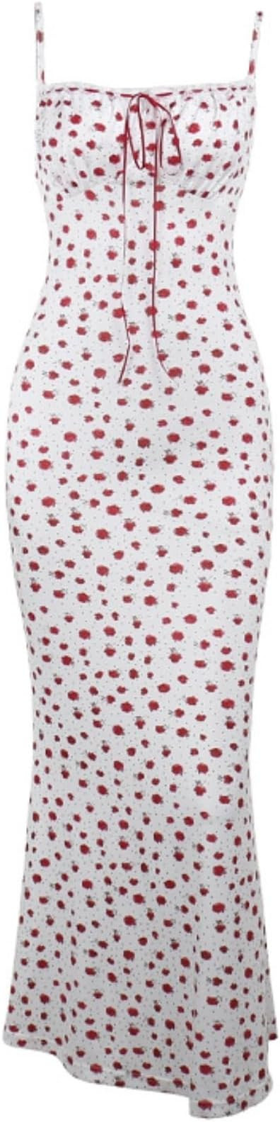 Milkmaid Dress Cottage Core Dress Spaghetti Strap Dress Sleeveless Dress Bodycon Tube Top Maxi Dr... | Amazon (US)