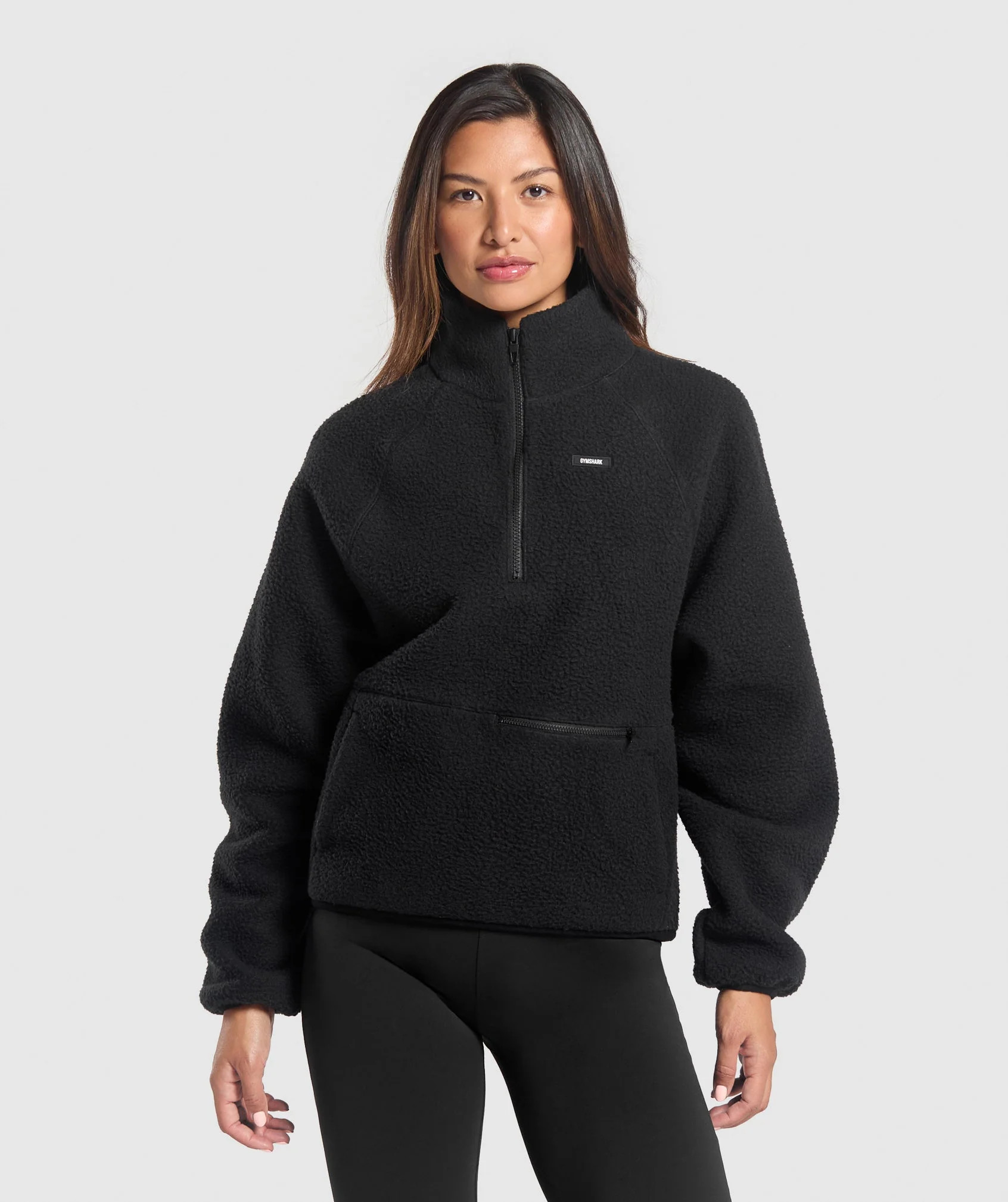 Gymshark Sherpa 1/4 Zip - Black | Gymshark UK