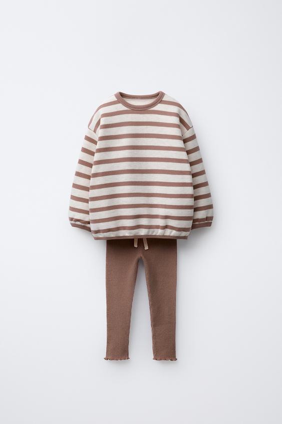 STRIPED SWEATSHIRT AND SOFT TOUCH LEGGING SET | Zara US