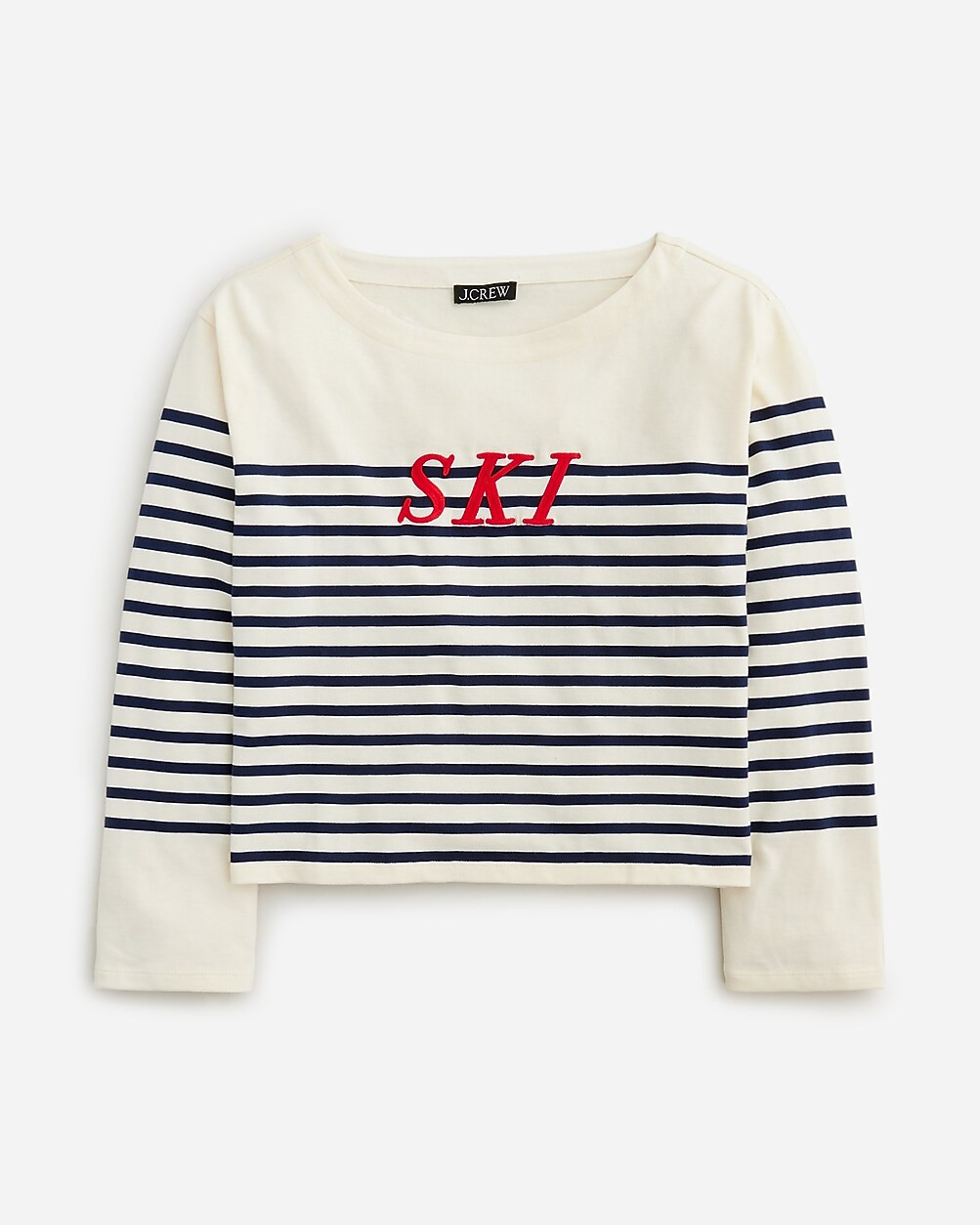 Mariner cloth embroidered long-sleeve T-shirt in stripe | J. Crew US