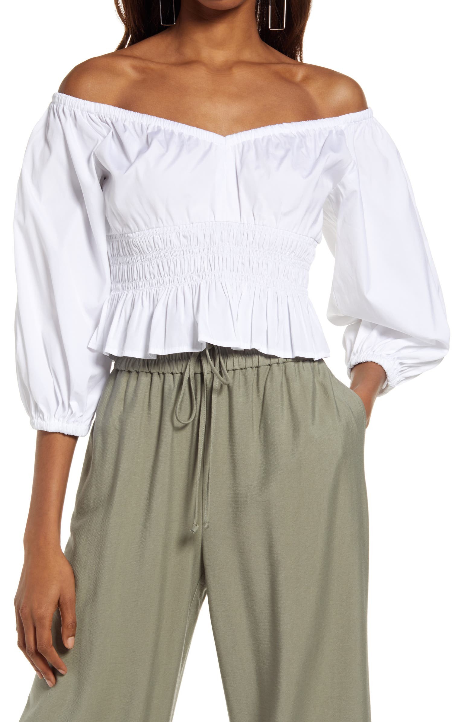 Off the Shoulder Cotton Poplin Blouse | Nordstrom