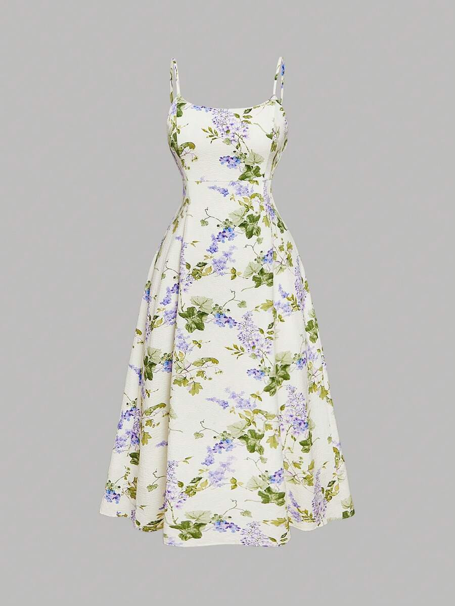 SHEIN MOD Plus Size Women's White Floral Print Dress, Romantic Summer Vacation,Casual Summer Dres... | SHEIN