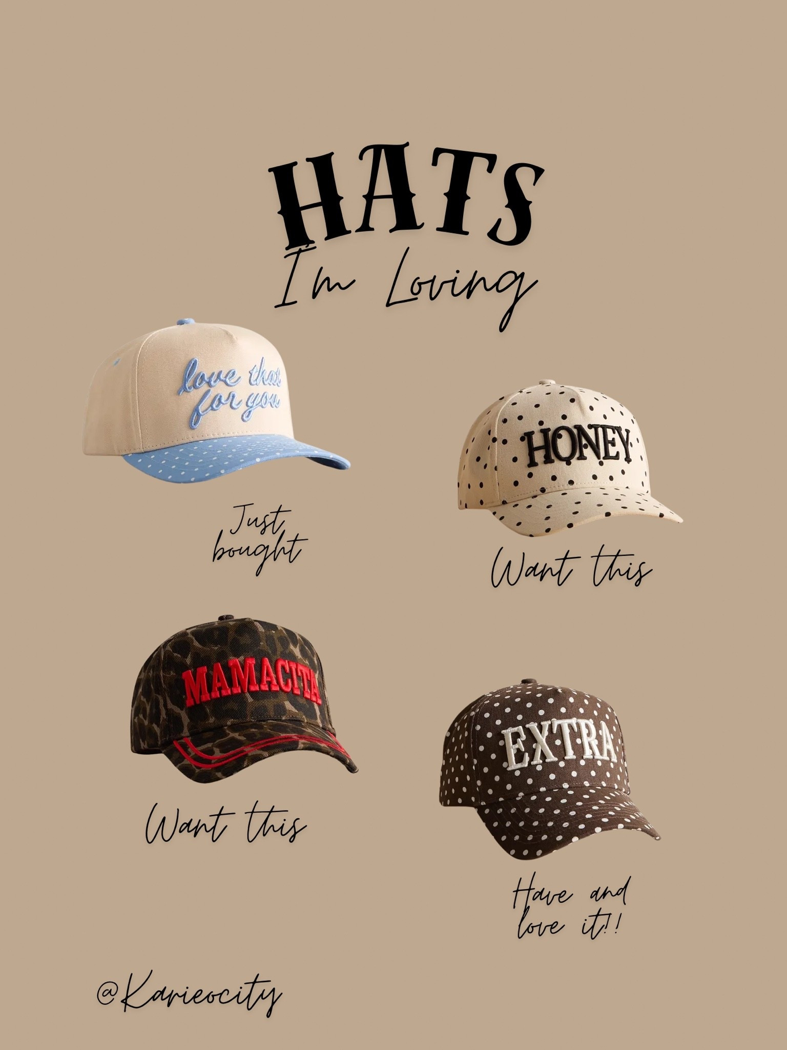 Hats I’m Loving 💋

Hats// Buckle//Polka Dot hats// Leopard hat// Polka Dots

#LTKOver40 #LTKmomlife #LTKActive