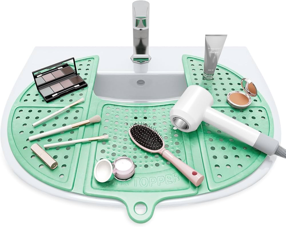 Sink Topper Foldable Sink Cover | Silicone Beauty Makeup Brush Cleaning Mat | Hot Tools Organizer... | Amazon (US)