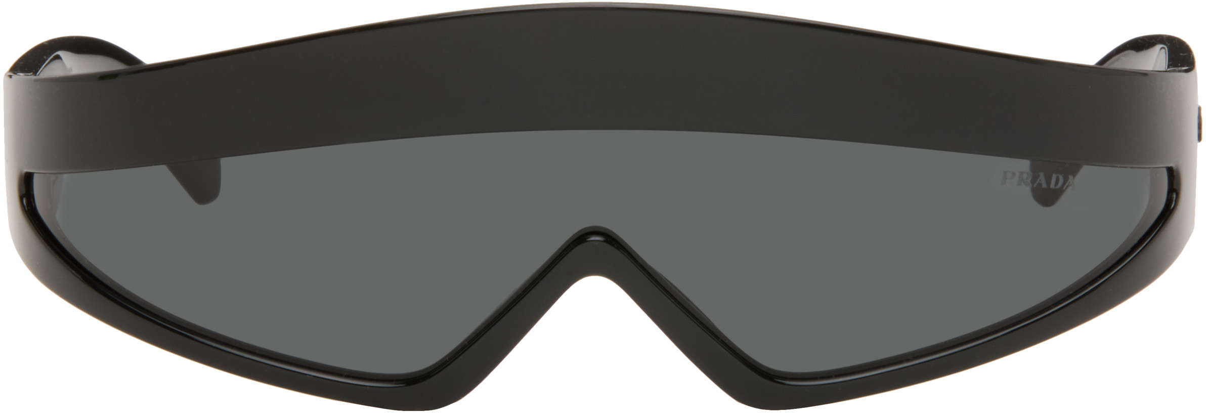 Prada Eyewear Black Runway Shield Sunglasses | SSENSE